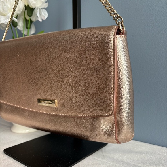 Kate Spade Gold Metallic Shoulder Bag with Chain Strap EUC - Picture 3 of 9